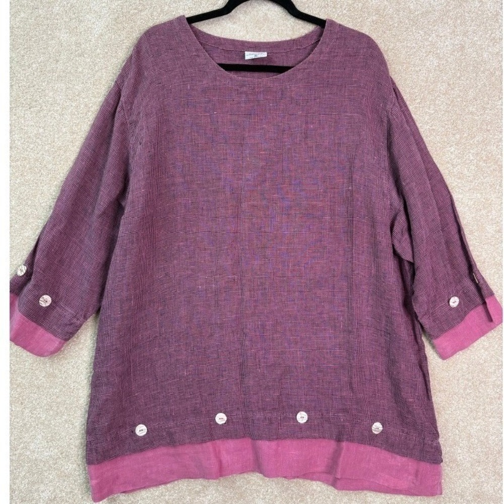 CMC Color Me Cotton Tunic Top Women's XL Purple Tencel Boxy Lagenlook Art USA